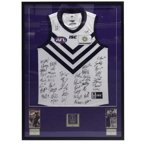Framed Fremantle Dockers signed AFL jersey