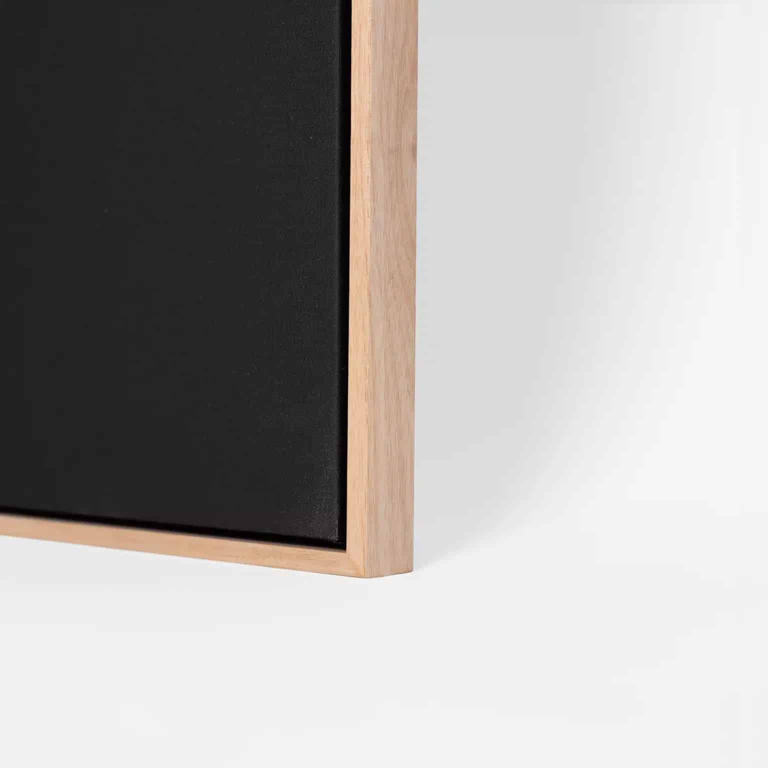 Custom Size Stretched Cotton Blank Canvas With Lower Profile Floating Frame (35mm) Natural Oak - Image 3