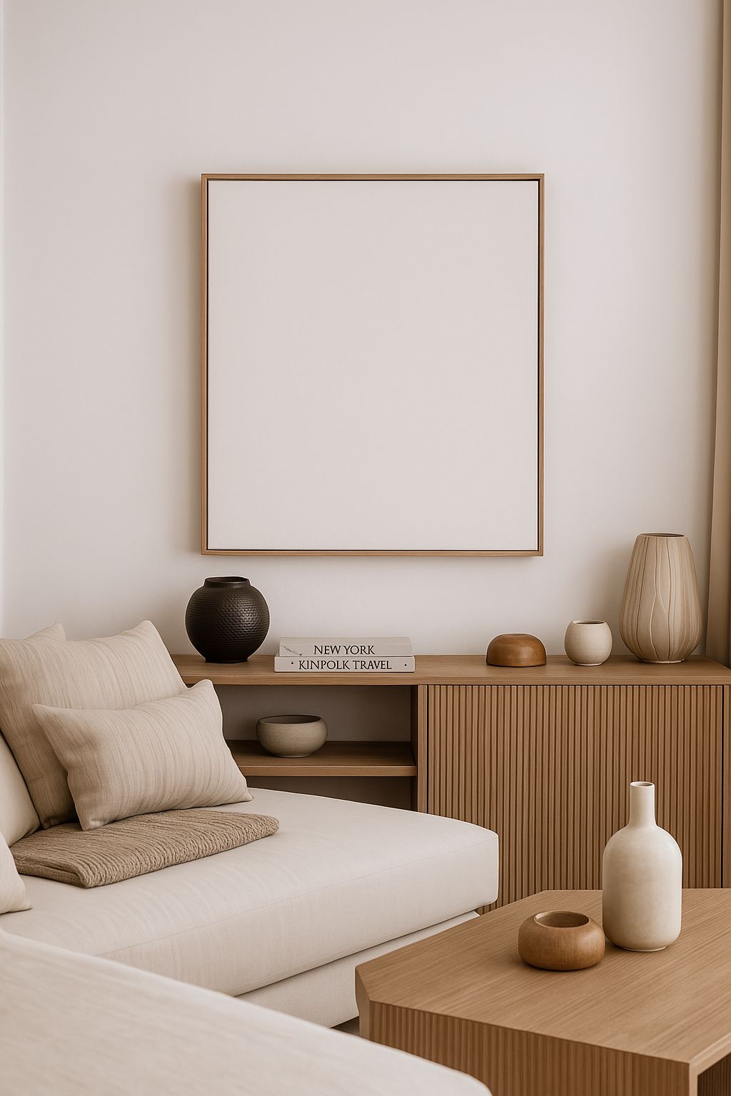 blank canvas floating frame on wall illustration